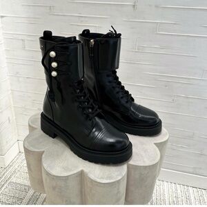 Women's Black Lace Up Boots